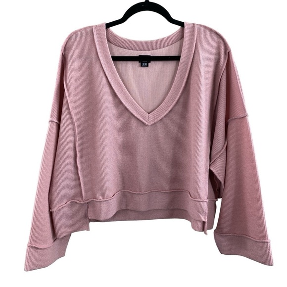 BDG Urban Outfitters Women’s Pink V Neck Oversized Boxy Lightweight Sweater Sz M - Picture 1 of 12